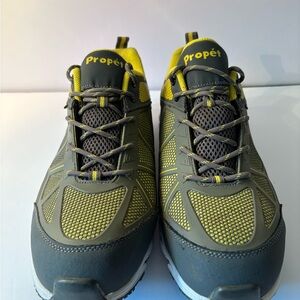 Propet Seeley MAU002M Work Shoes Men SZ 11 XX(5E) Yellow Gray Steel Toe (A1)